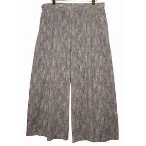 Eileen Fisher Pants Medium Wide Leg Cropped "Chainette" Print Black Brown Cotton